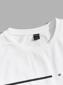 Manfinity VCAY Men T-Shirts Fit Crew Neck Short Sleeve Graphic Tee Letter Graphic Casual Simple Summer Polyester - White - View 4