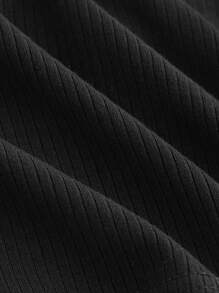 SHEIN MOD Top corto de cuello asimétrico unicolor - Negro - Ver 5