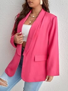 SHEIN Essnce Plus Shawl Collar Flap Pocket Blazer