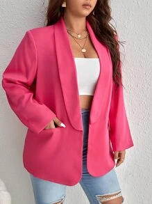 SHEIN Essnce Plus Shawl Collar Flap Pocket Blazer