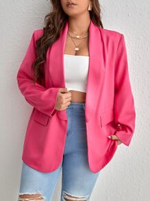 SHEIN Essnce Plus Shawl Collar Flap Pocket Blazer