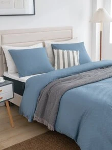 Plain Duvet Cover Set Without Filler - Blue - View 4