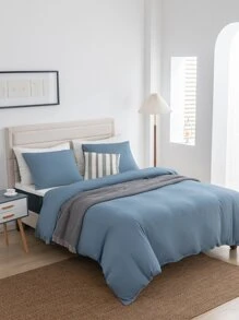 Plain Duvet Cover Set Without Filler - Blue - View 8