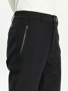 男士拉鍊口袋長褲 - 黑色 - 查看 5