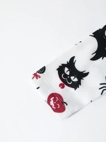 Toddler Girls Halloween Print Mesh Panel Dress - Multicolor - View 4