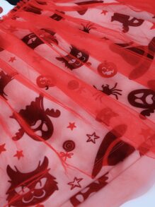 Toddler Girls Halloween Print Mesh Panel Dress - Multicolor - View 6