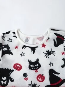 Toddler Girls Halloween Print Mesh Panel Dress - Multicolor - View 7