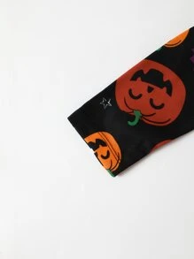 Toddler Girls Halloween Print Mesh Panel Dress - Multicolor - View 3