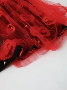 Toddler Girls Halloween Print Mesh Panel Dress - Multicolor - View 4