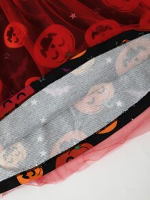 Toddler Girls Halloween Print Mesh Panel Dress - Multicolor - View 6