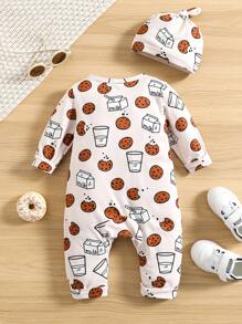男嬰牛奶和餅乾印花運動衫連身衣 - 彩色 - 查看 2