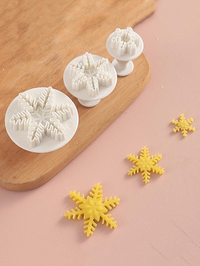 3pcs Snowflake Design Cookie Stamp