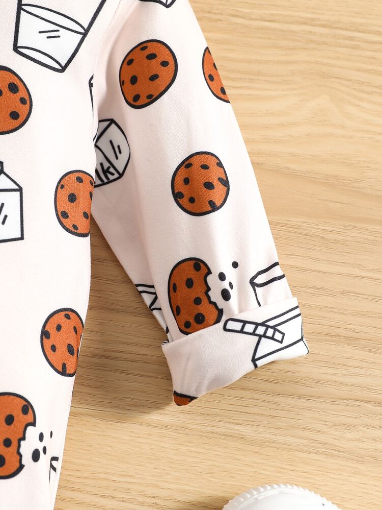 男嬰牛奶和餅乾印花運動衫連身衣 - 彩色 - 查看 6