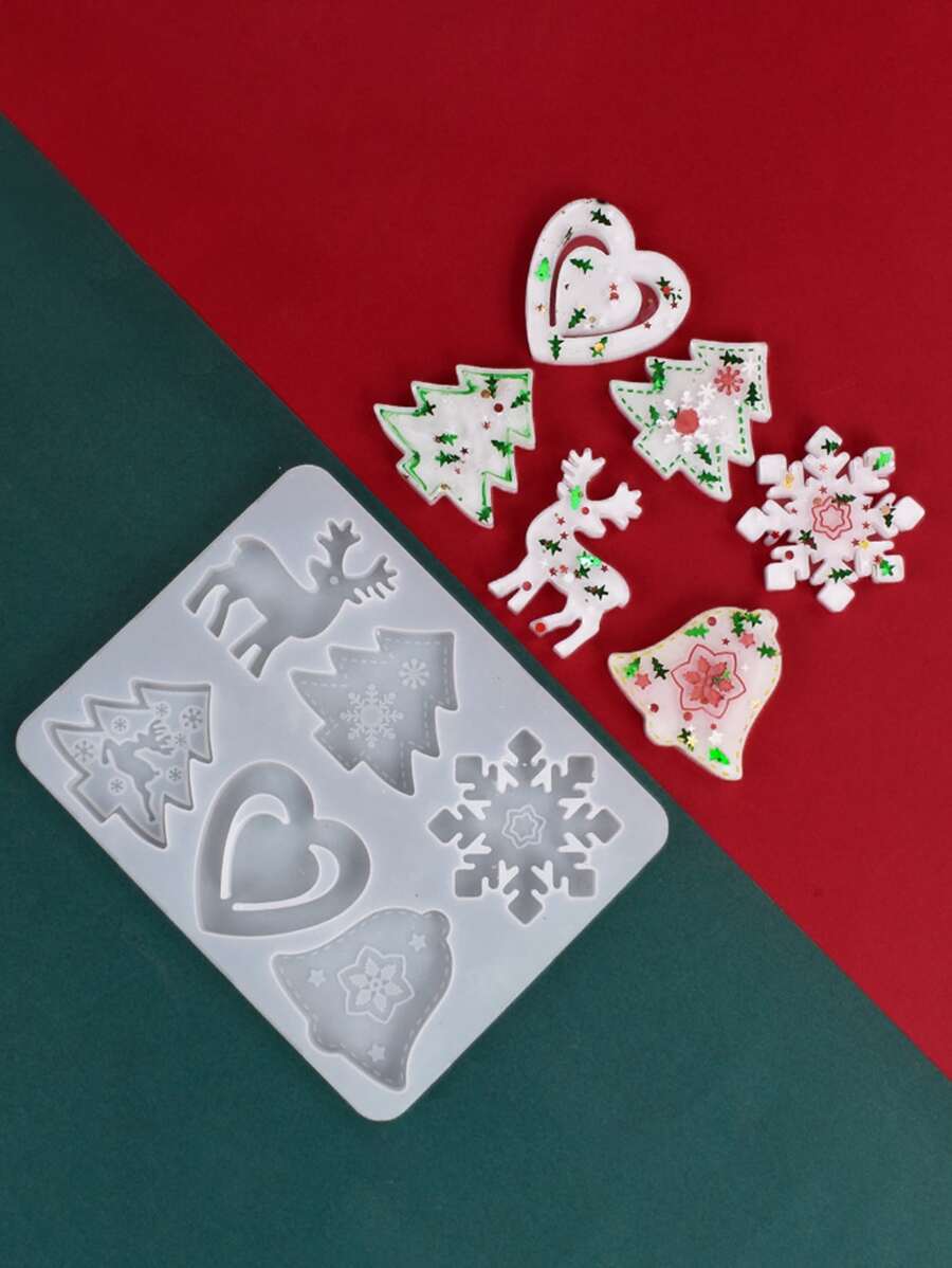 1pc Christmas Tree & Deer Design DIY Silicone Mold - White - View 1