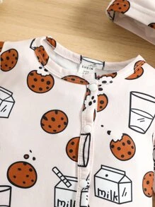 男嬰牛奶和餅乾印花運動衫連身衣 - 彩色 - 查看 5