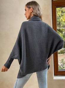 SHEIN LUNE Batwing Sleeve Duster Cardigan - Dark Grey - View 2