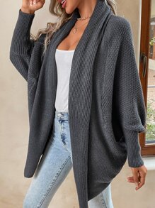 SHEIN LUNE Batwing Sleeve Duster Cardigan - Dark Grey - View 5