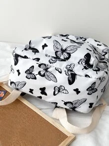 防水、輕便、便攜式通體蝴蝶印花背包書包，適合研究生、青少年女孩、新生、大二、大三、大學、大學和高中，非常適合戶外、旅行和返校 - 白色 - 查看 6
