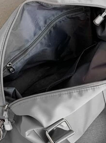 Bolso de lona con diseño de pompón de gran capacidad - Gris - Ver 5