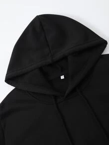 Manfinity Hypemode Men Letter Graphic Drop Shoulder Drawstring Hoodie - Black - View 4