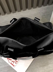 鑲棉大容量旅行手提袋行李袋隨身袋手提袋健身袋,適用於工作、學校補給、學生返校必備、手提袋、週末包、假日手袋、商務旅遊、男女皆宜、方格旅行袋 - 黑色 - 查看 4