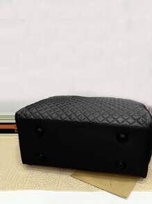 鑲棉大容量旅行手提袋行李袋隨身袋手提袋健身袋,適用於工作、學校補給、學生返校必備、手提袋、週末包、假日手袋、商務旅遊、男女皆宜、方格旅行袋 - 黑色 - 查看 5