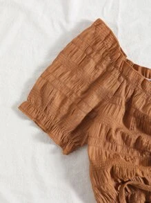 Breezaya Camisa corta con cordón fruncido - Marrón - Ver 3