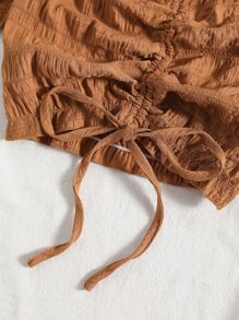 Breezaya Camisa corta con cordón fruncido - Marrón - Ver 4