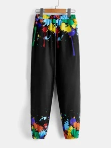 SHEIN Quần thể thao Con trai Đồ họa - màu đen - Xem 1