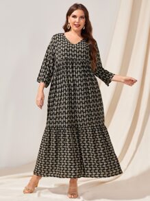 EMERY ROSE 大碼滿版印花荷葉邊娃娃裙 - 彩色 - 查看 3