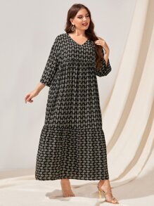 EMERY ROSE 大碼滿版印花荷葉邊娃娃裙 - 彩色 - 查看 4