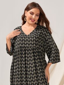 EMERY ROSE 大碼滿版印花荷葉邊娃娃裙 - 彩色 - 查看 5