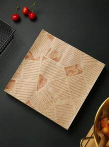 20 piezas Papel antiadherente a prueba de aceite con diseño de periódico, papel vintage para envolver sándwiches para hornear, freidora de aire, cocina, forros para freidoras de aire, papel para freidoras de aire - Marrón - Ver 1