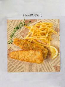 20 piezas Papel antiadherente a prueba de aceite con diseño de periódico, papel vintage para envolver sándwiches para hornear, freidora de aire, cocina, forros para freidoras de aire, papel para freidoras de aire - Marrón - Ver 7