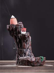 创意回流香炉，树脂复古流云香炉，入口大厅装饰香炉，香薰山水形，小型经典风格 - 彩色 - 查看 4