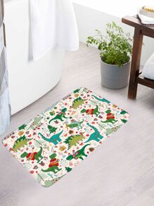 1pc Christmas Dinosaur Pattern Bath Rug Or Shower Curtain - Multicolor - View 2