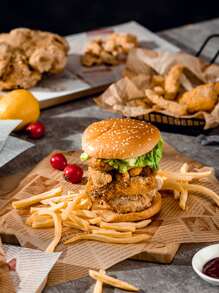 20 piezas Papel para hornear periódico a prueba de aceite - Marrón - Ver 6