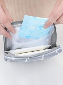 1入組格紋圖案衛生巾收納袋 - 灰色 - 查看 1