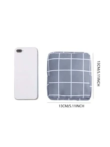 1入組格紋圖案衛生巾收納袋 - 灰色 - 查看 3