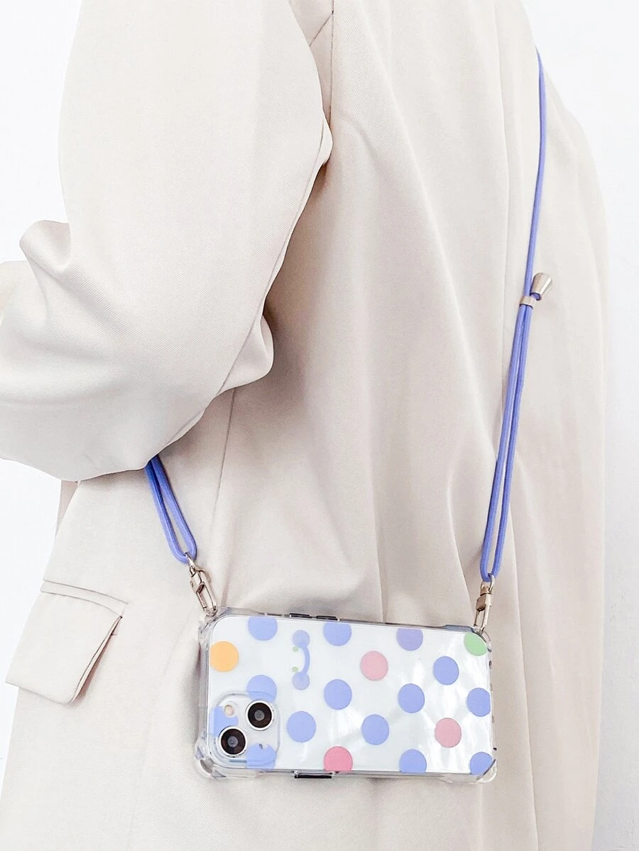 波點圖案透明手機殼帶帶 - 彩色 - 查看 1