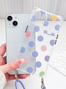 波點圖案透明手機殼帶帶 - 彩色 - 查看 7