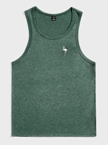 GENTILAND Men's Casual Sports Printed Tank Top, Men's Gym Tank Top, Embroidered Horse Logo Tank Top, Athletic Muscle Tank, Summer Slim Fit Tank Top, Designer Tank Top Men, Workout Sleeveless Shirt, Luxury Brand Style Tank Top, Streetwear Tank Top - Dark Green - View 1