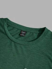 GENTILAND Men Pocket Front Curved Hem Tee - Green - View 3
