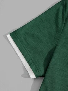 GENTILAND Men Pocket Front Curved Hem Tee - Green - View 4