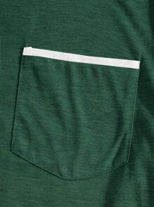 GENTILAND Men Pocket Front Curved Hem Tee - Green - View 5