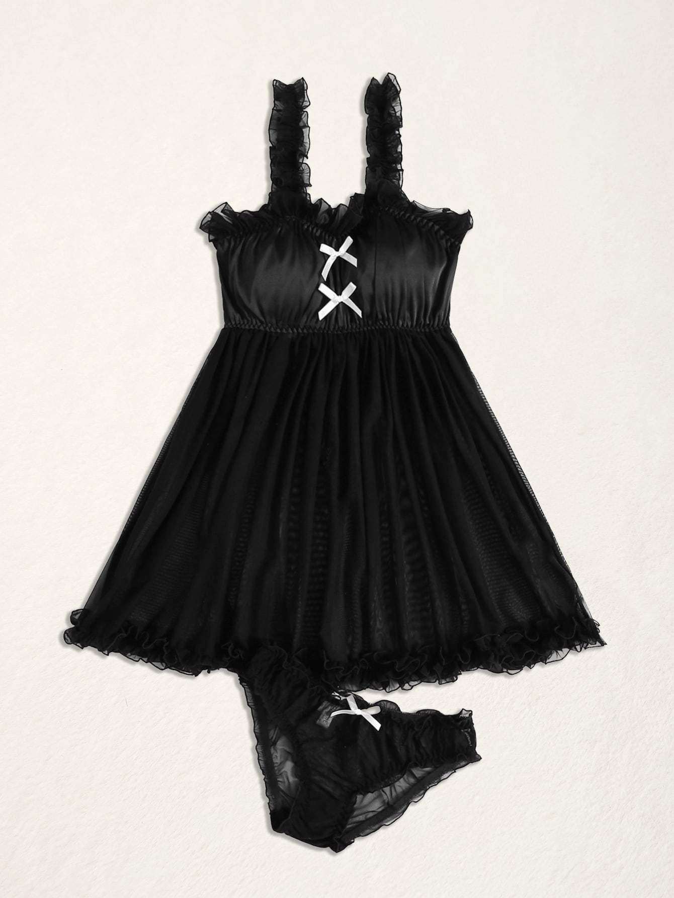 Contrast mesh night dress