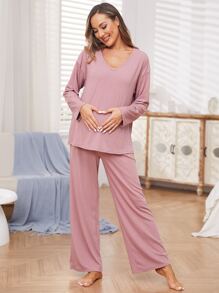 SHEIN Maternidad Set homewear de hombros caídos
