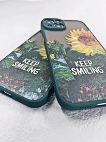 Sunflower & Letter Graphic Phone Case - Multicolor - View 3