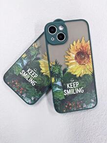 Sunflower & Letter Graphic Phone Case - Multicolor - View 1