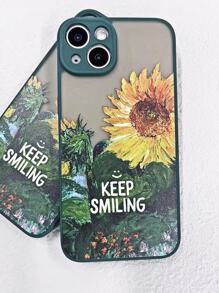 Sunflower & Letter Graphic Phone Case - Multicolor - View 2